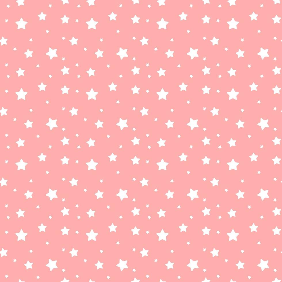 Romantic seamless pattern with a heart. Happy Valentine s Day. White stars on a pink background. vector