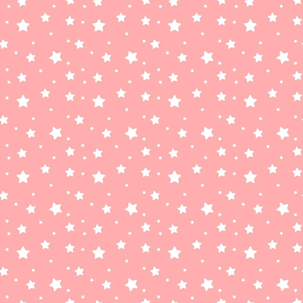 Romantic seamless pattern with a heart. Happy Valentine s Day. White stars on a pink background. vector