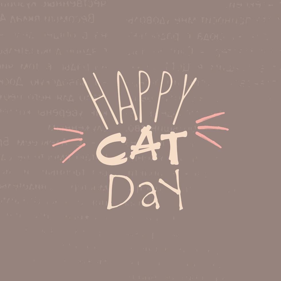 día mundial del gato. ilustración vectorial fiesta internacional. abraza a tu gato, miau. vector