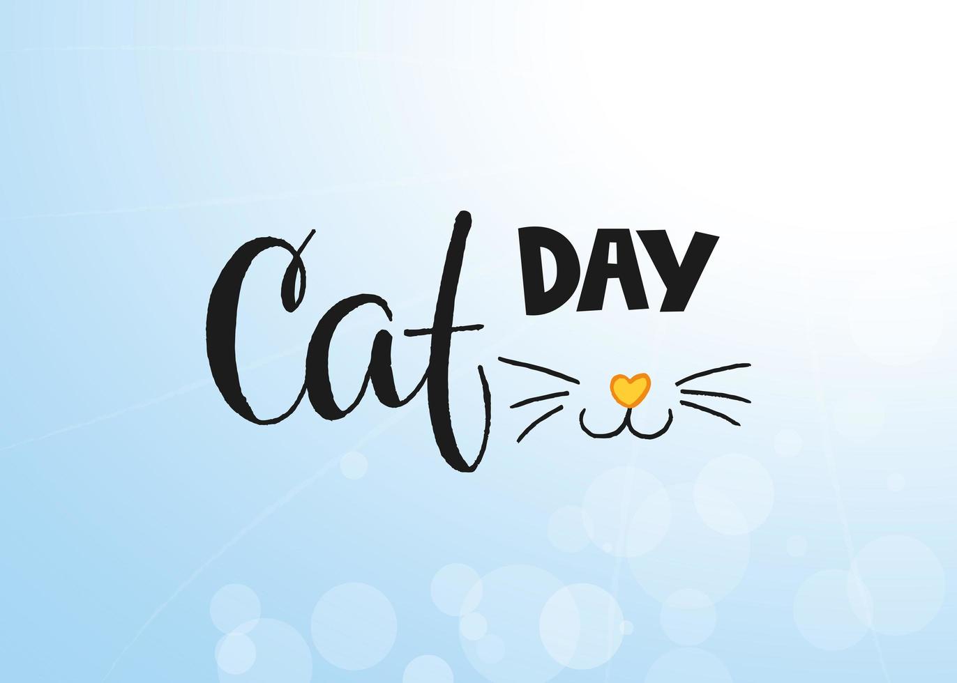 World Cat Day. International holiday. Vector illustration. Lettering on a blue sky background.