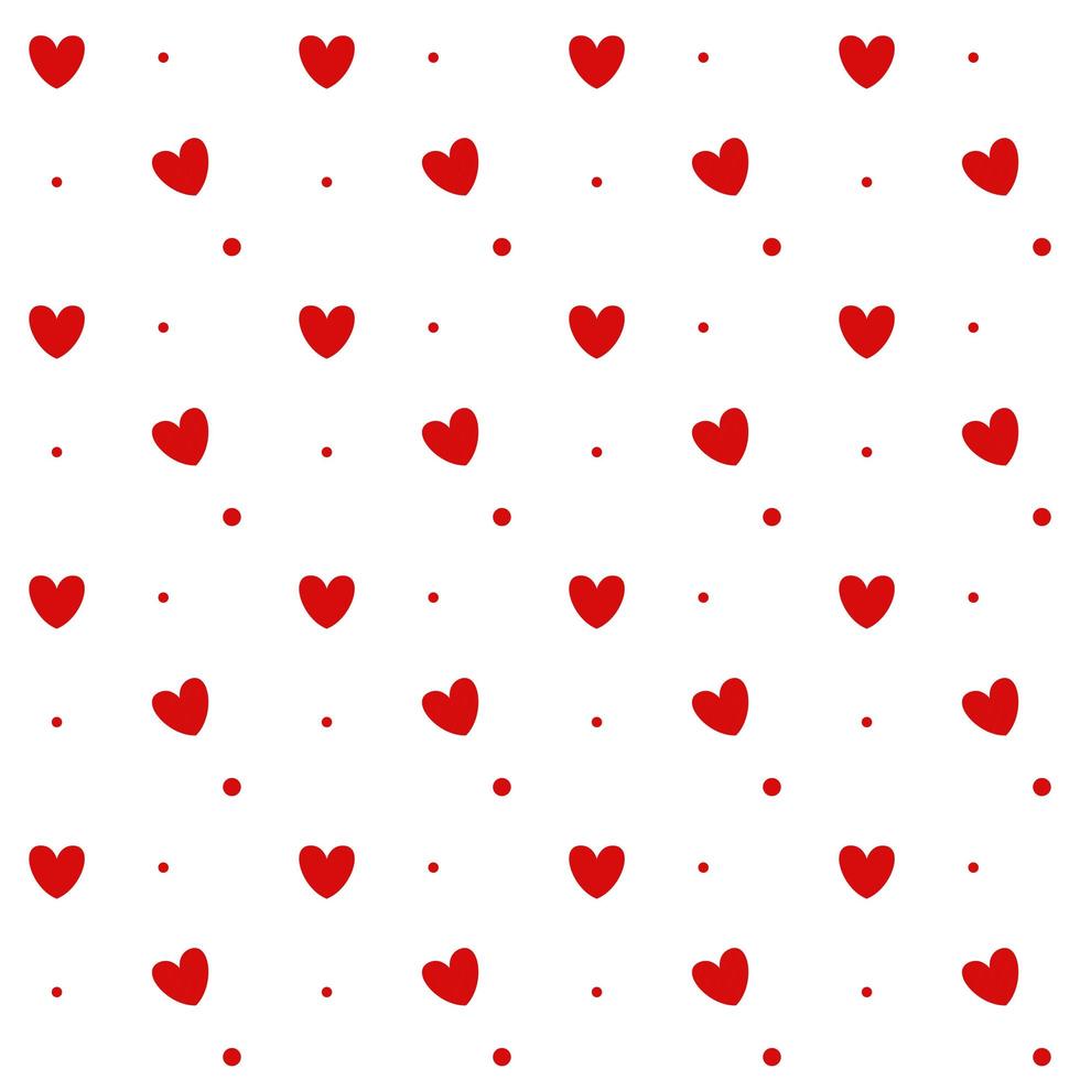 Romantic seamless pattern with a heart. Happy Valentine s Day. Red hearts and dots on a white background. vector