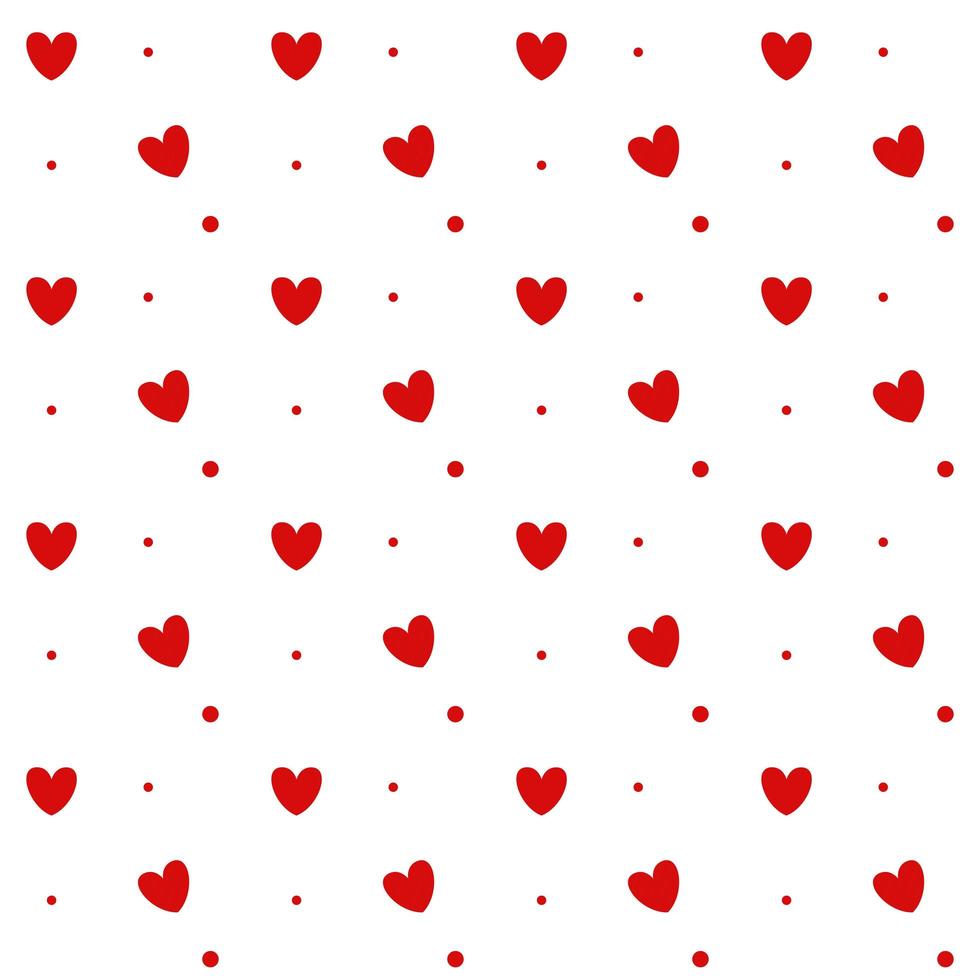 Romantic seamless pattern with a heart. Happy Valentine s Day. Red hearts and dots on a white background. vector