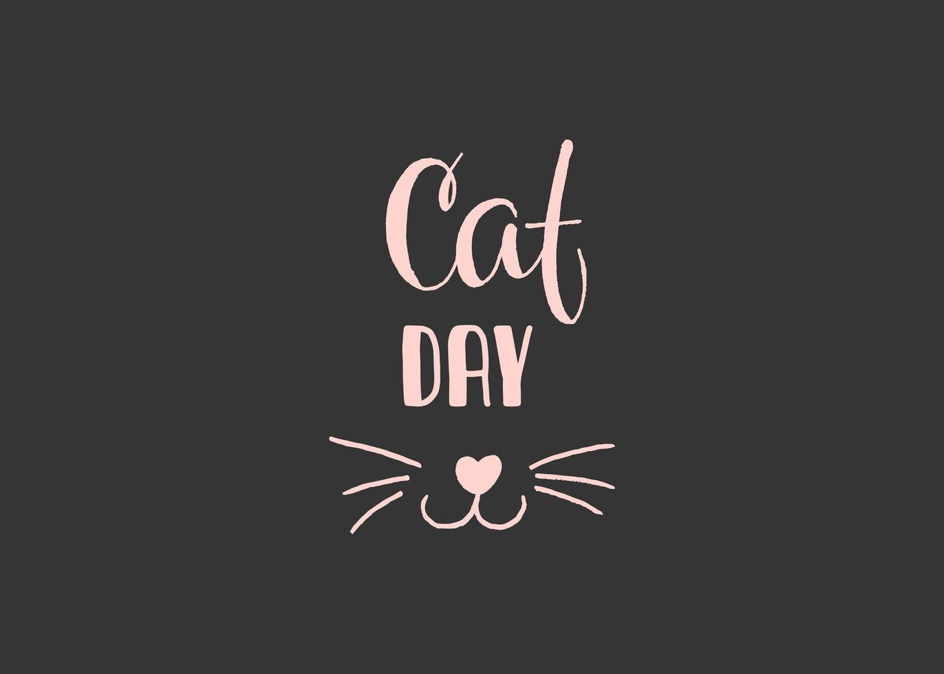 World Cat Day. International holiday. Vector illustration. Lettering on a gray background.