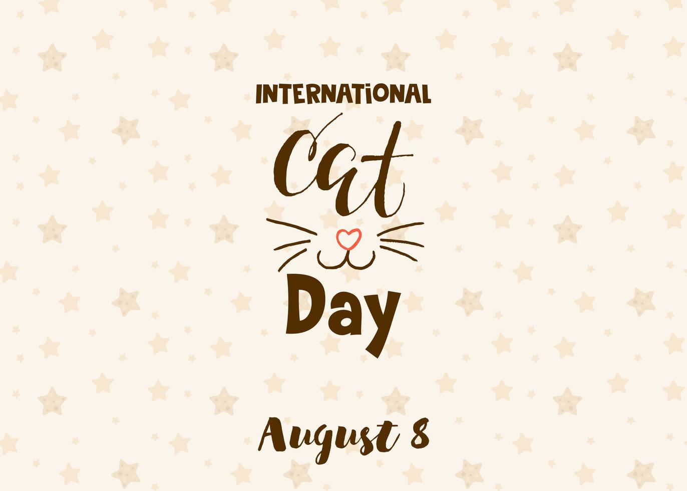 World Cat Day. International holiday. Vector illustration. Lettering on a beige background with stars.