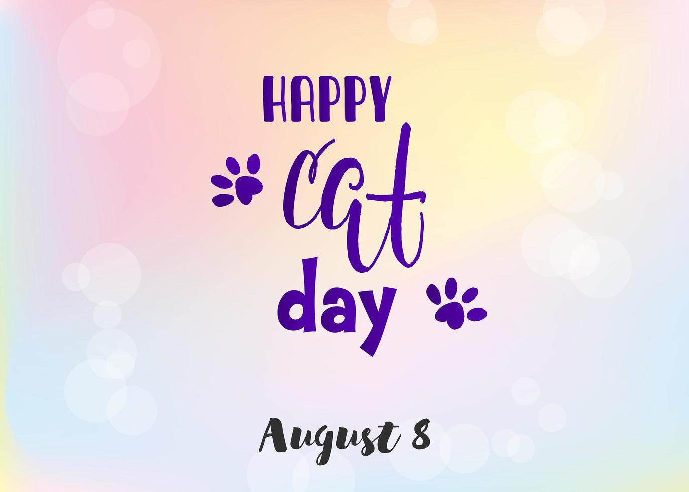 World Cat Day. International holiday. Vector illustration. Lettering on a blue and pink background.