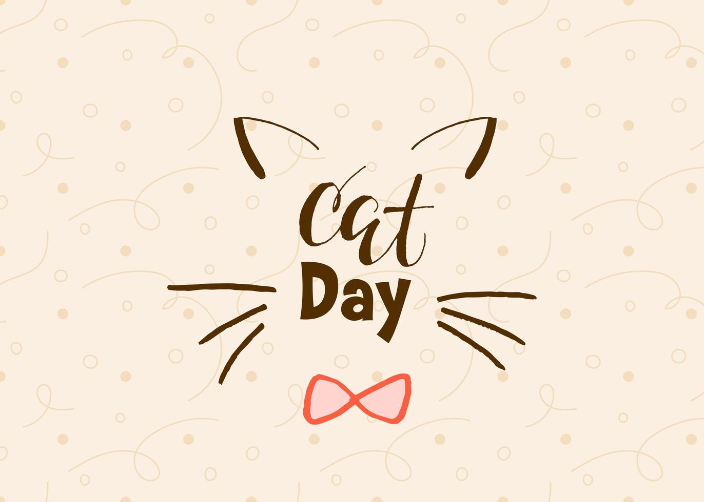 World Cat Day. International holiday. Vector illustration. Lettering on a beige background.