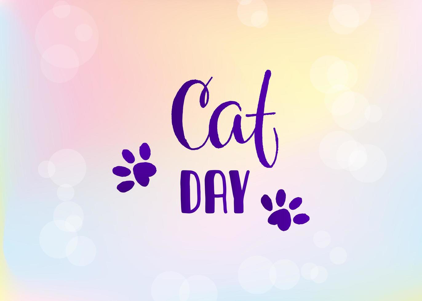 World Cat Day. International holiday. Vector illustration. Lettering on a blue and pink background.