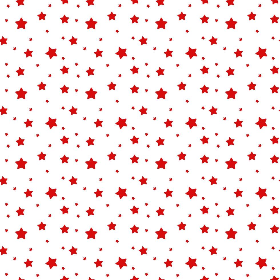 Romantic seamless pattern with a heart. Happy Valentine s Day. Red stars on a white background. vector