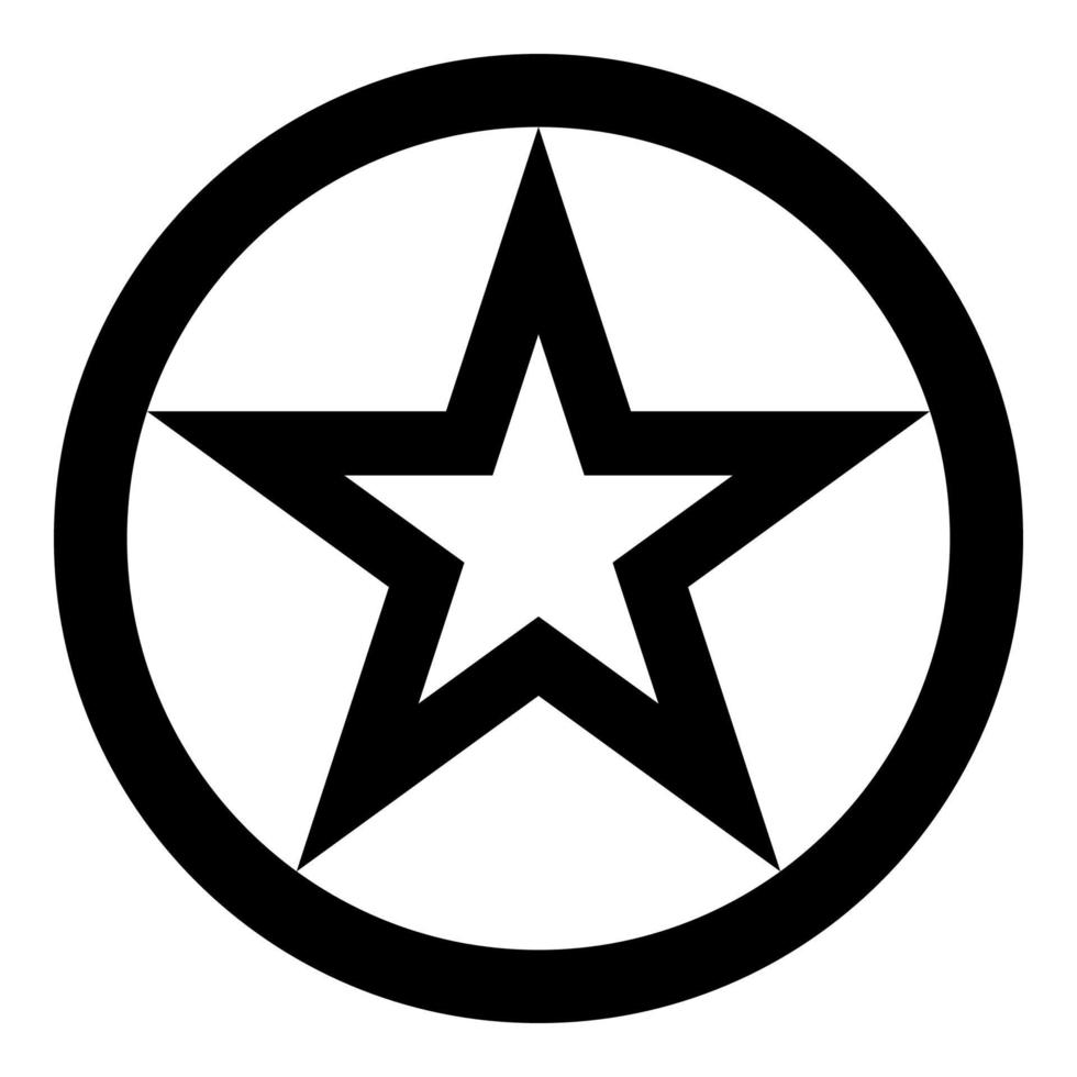Star in circle icon black color vector illustration flat style image