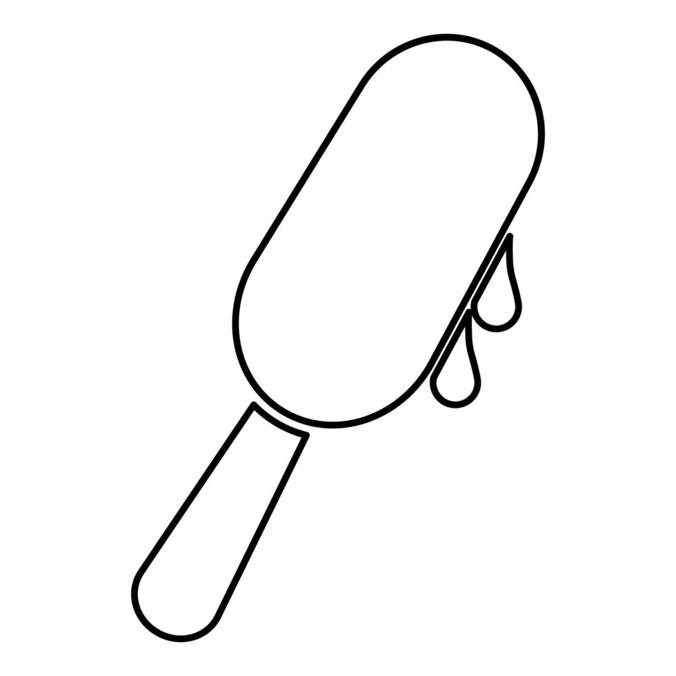 Popsicle Ice lolly Ice cream on stick contour outline icon black color vector illustration flat style image