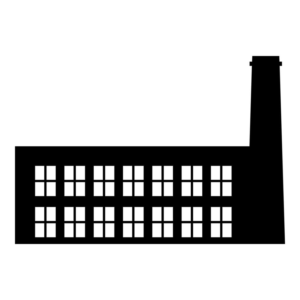 fábrica industria silueta planta con tubo icono color negro vector ilustración estilo plano imagen