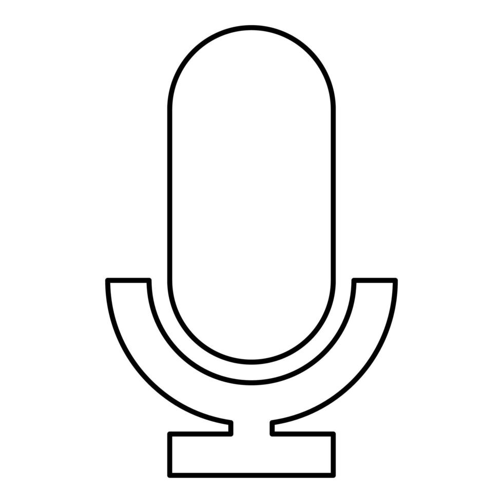 Microphone contour outline icon black color vector illustration flat style image