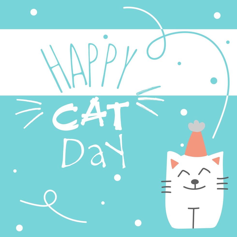 World Cat Day. Vector illustration. International holiday. Hug your cat, meow.