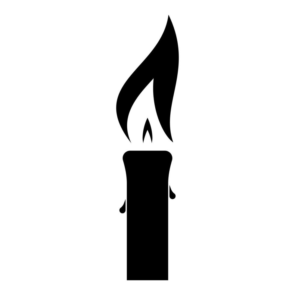 Candle with wax big flame icon black color vector illustration flat style image