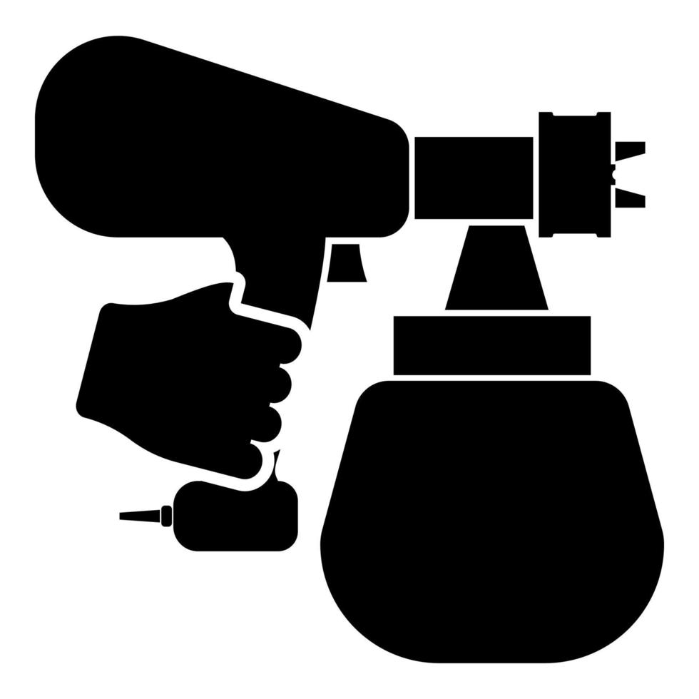 pistola rociadora sosteniendo en la mano el rociador usando la herramienta de uso del brazo atomizador pulverizador icono color negro vector ilustración imagen de estilo plano
