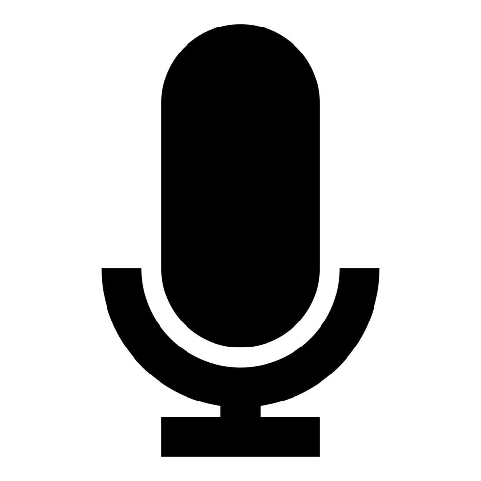 Microphone icon black color vector illustration flat style image