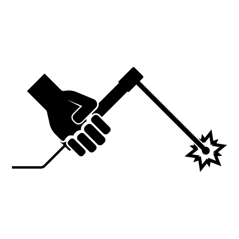 Welding machine in hand torch welder icon black color vector illustration flat style image