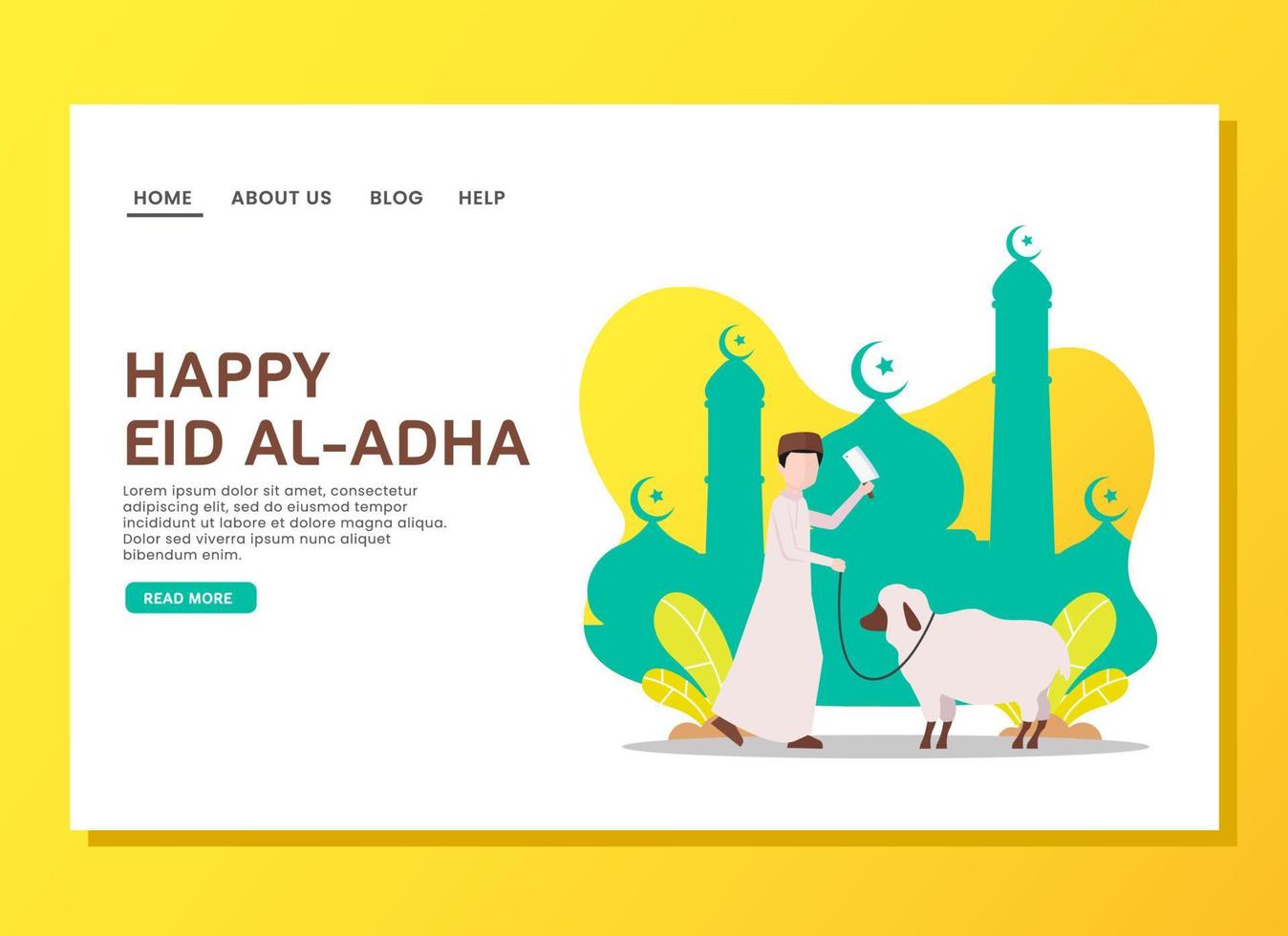 Eid al Adha landing page concept vector