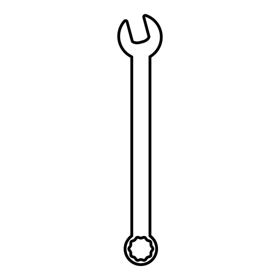 Wrench hexagon Spanner Hand tool Mechanic engineer instrument contour outline icon black color vector illustration flat style image
