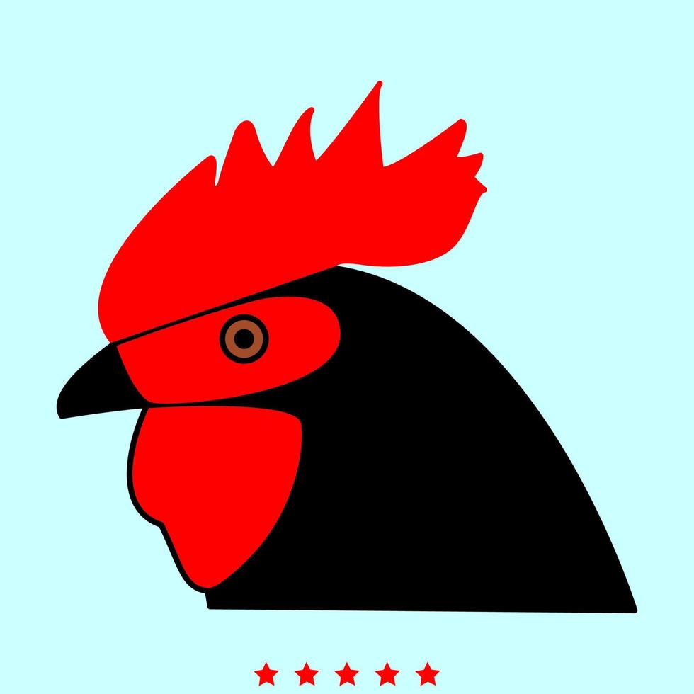 Rooster head it is color icon . vector