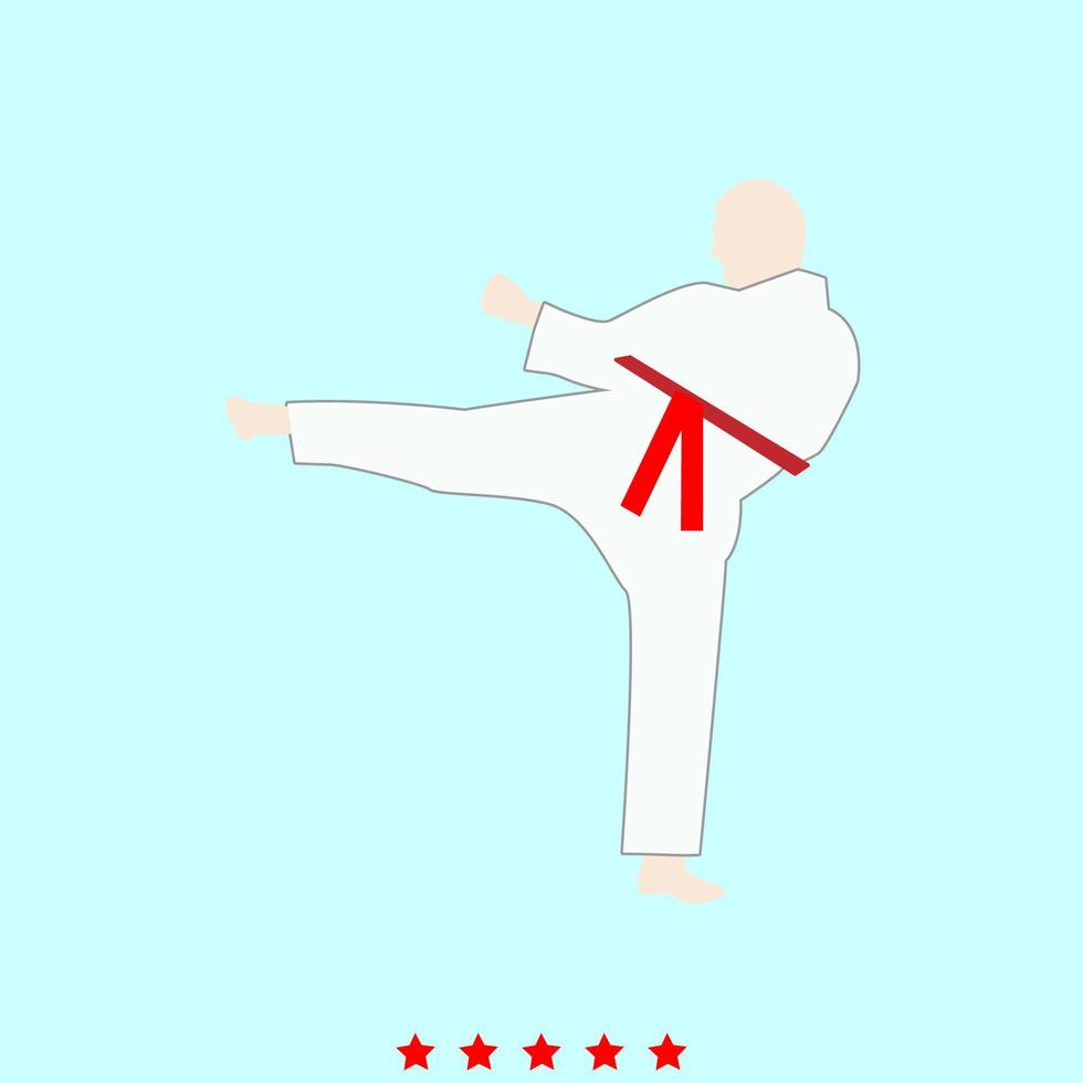 el hombre de karate establece que es un icono de color. vector