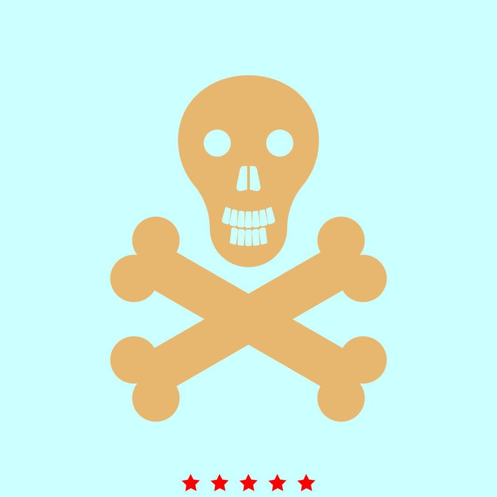 Skull and bones set it is color icon . vector
