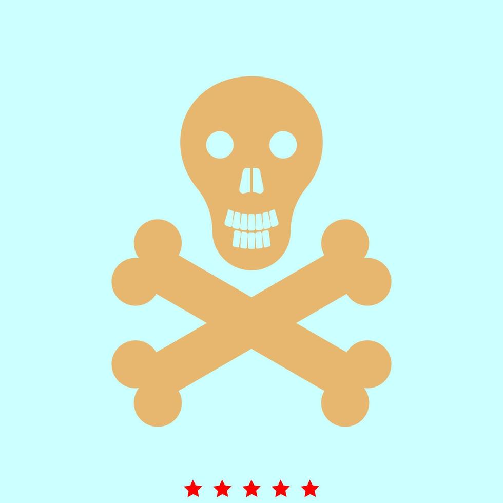 Skull and bones set it is color icon . vector