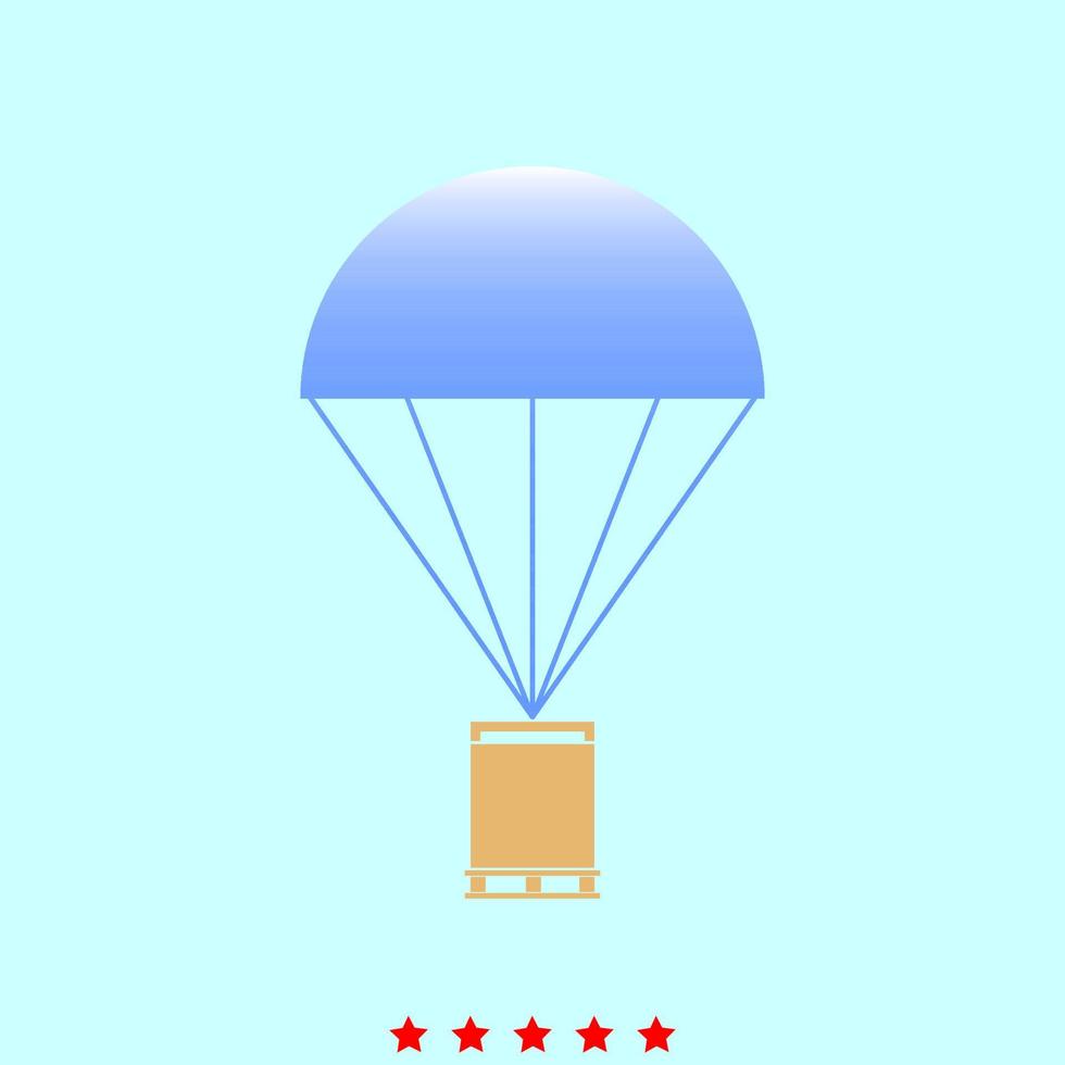 Parachute with cargo set it is color icon . vector