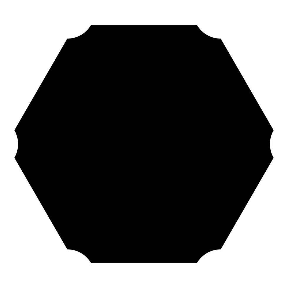 Hexagon banner hexagonal six rounded corner Blank mockup Empty template icon black color vector illustration flat style image