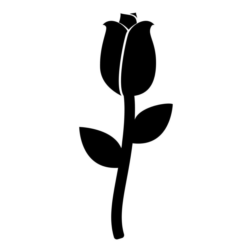 Rose icon black color vector illustration flat style image