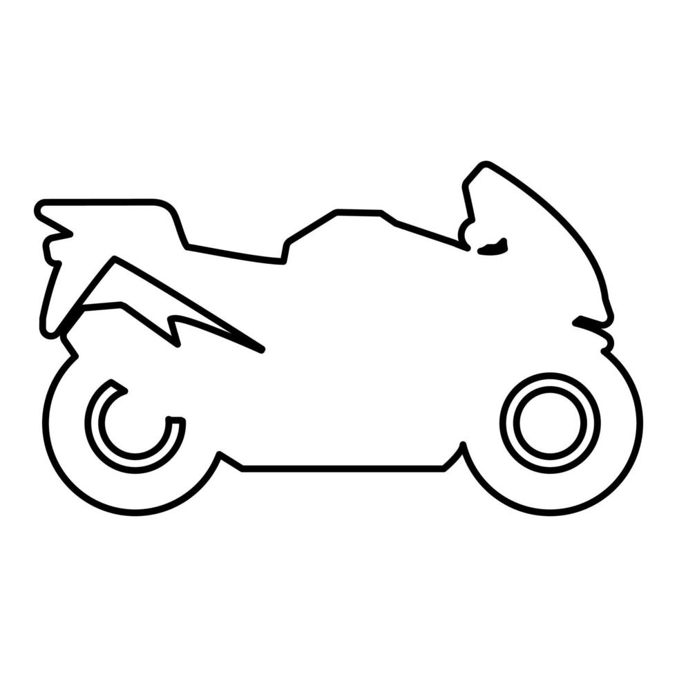 Motorbike silhouette motorcycle sport bike contour outline icon black color vector illustration flat style image