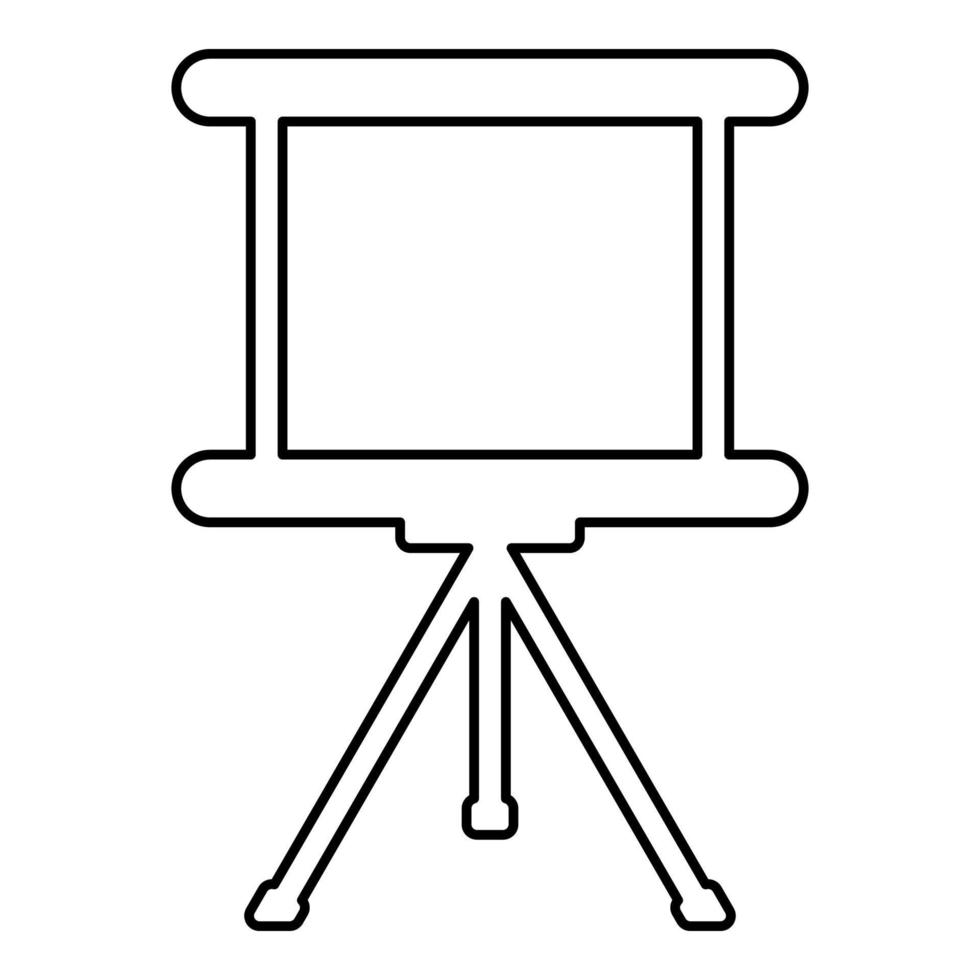 Board for presentations business screen billboard projector roller contour outline icon black color vector illustration flat style image