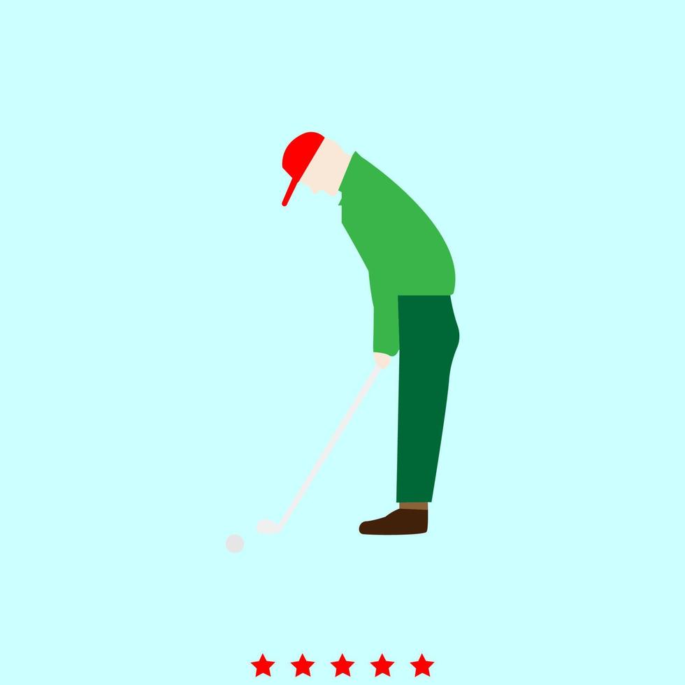 Golfer set it is color icon . vector