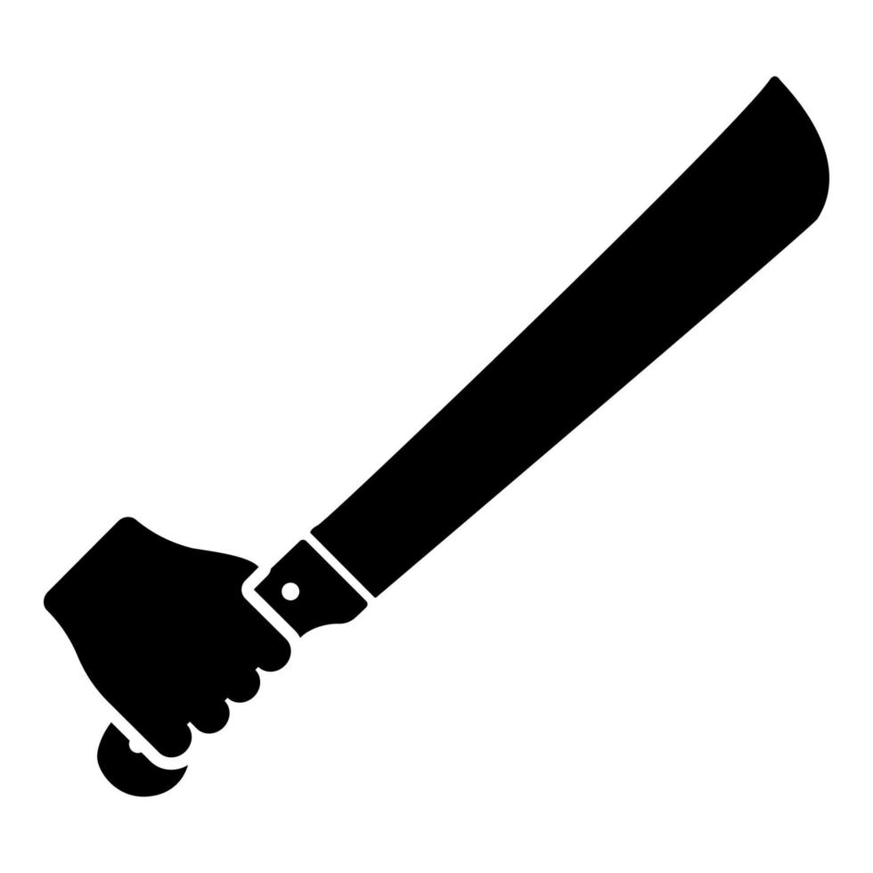 Machete in hand in use Arm Big knife icon black color vector illustration flat style image