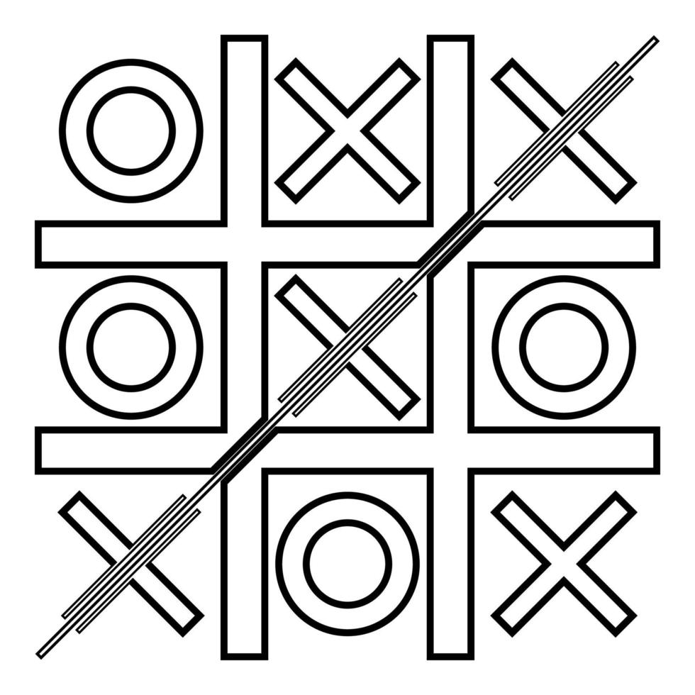 tic tac toe contorno contorno icono color negro vector ilustración estilo plano imagen