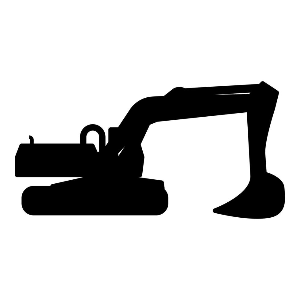 Excavator silhouette Special equipment Dusty digger Building machine icon black color vector illustration flat style image