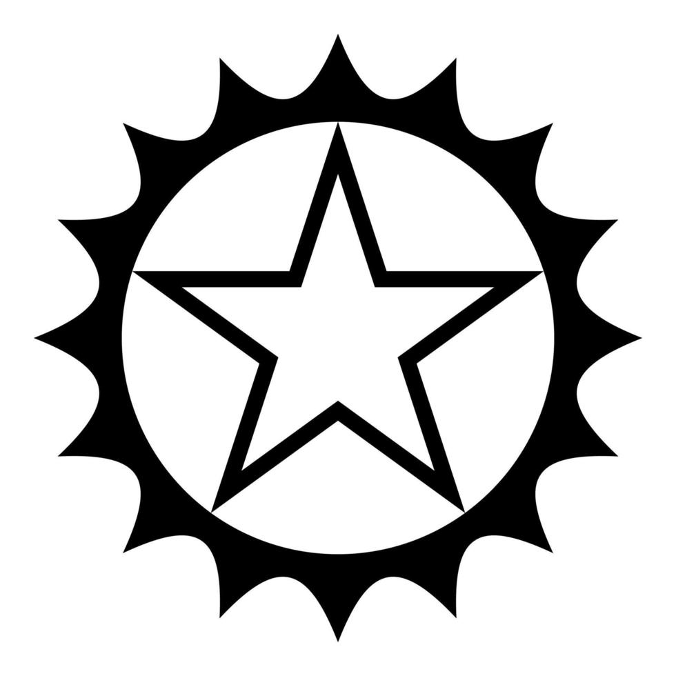 estrella en círculo con bordes afilados icono color negro vector ilustración estilo plano imagen