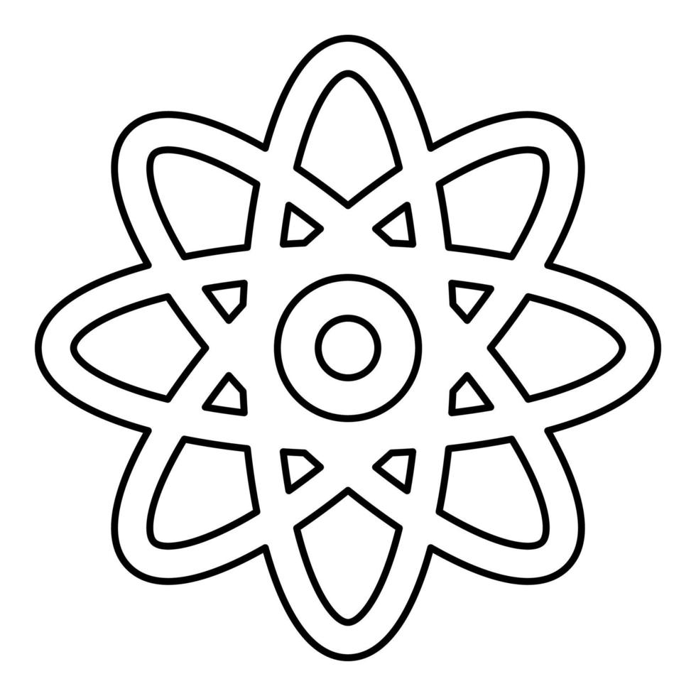 Atom molecular sign contour outline icon black color vector illustration flat style image
