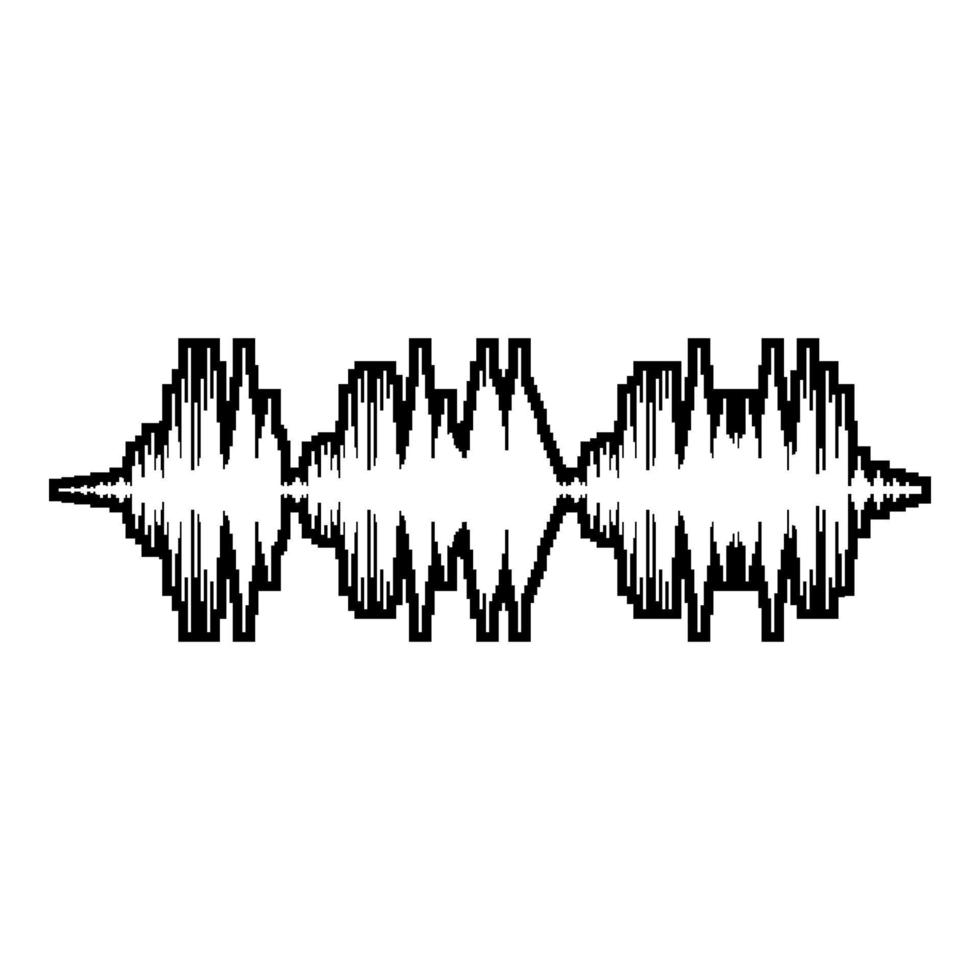 Sound wave audio digital equalizer technology oscillating music contour outline icon black color vector illustration flat style image