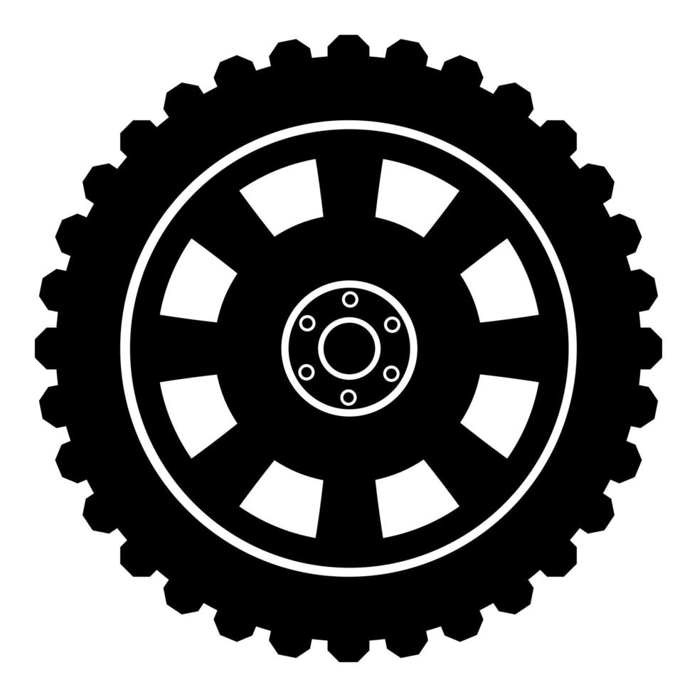 Car wheel Tire icon black color vector illustration flat style image