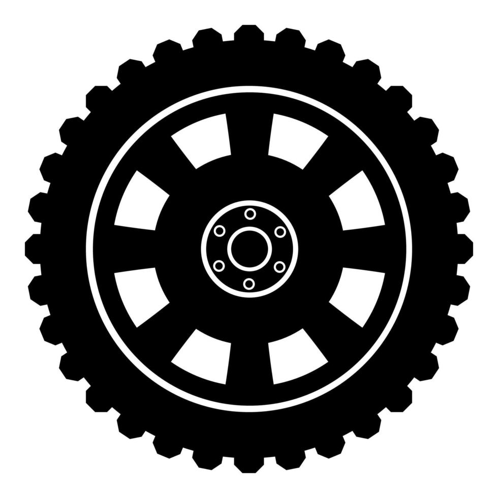 icono de neumático de rueda de coche ilustración de vector de color negro imagen de estilo plano