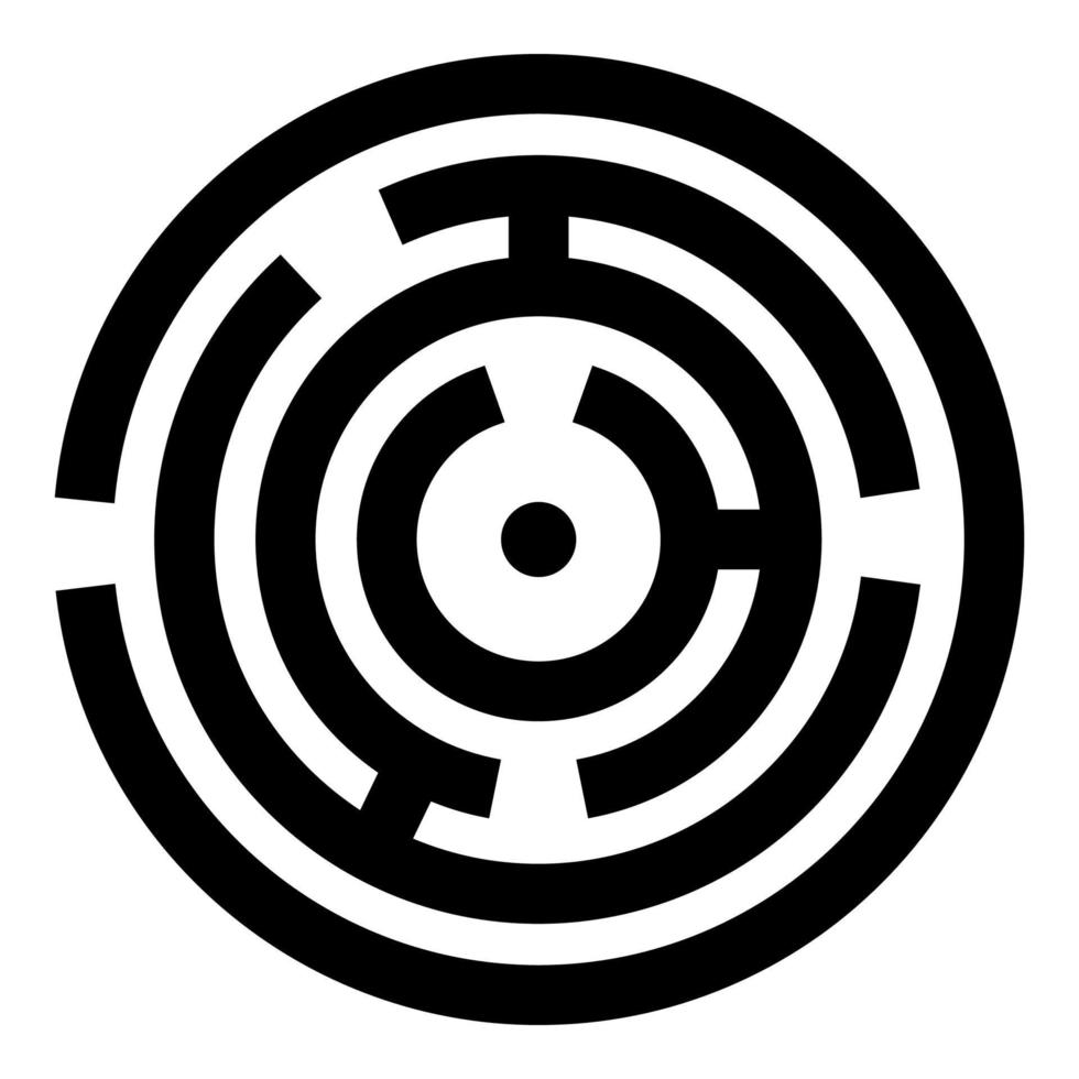 Round labyrinth Circle maze icon black color vector illustration flat style image