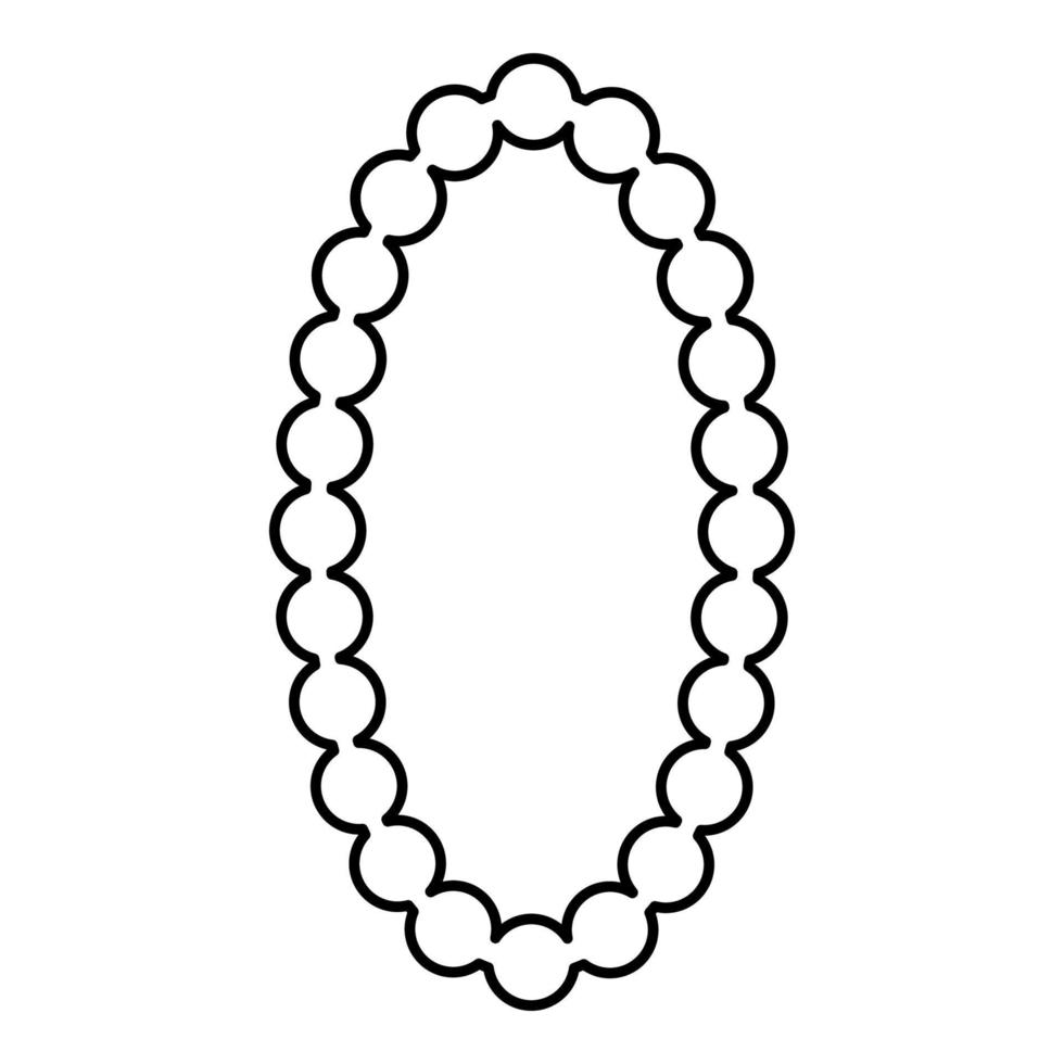 collar joyas de perlas con perla bijouterie adorno contorno contorno icono color negro vector ilustración imagen de estilo plano