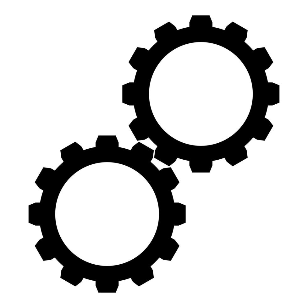 Two gears gearwheel cog set Cogwheels connected in working mechanism icon black color vector illustration flat style image