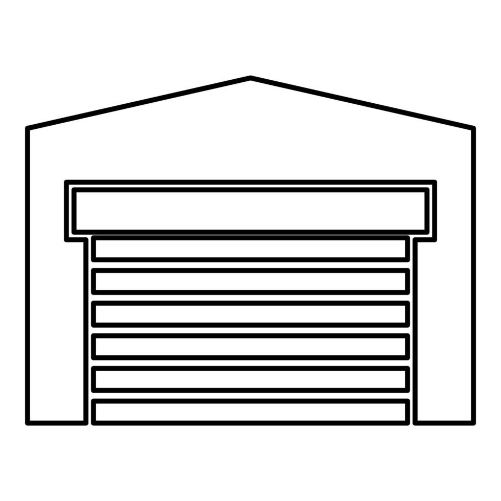 puerta de garaje para coche persiana enrollable hangar almacén contorno contorno icono negro color vector ilustración estilo plano imagen