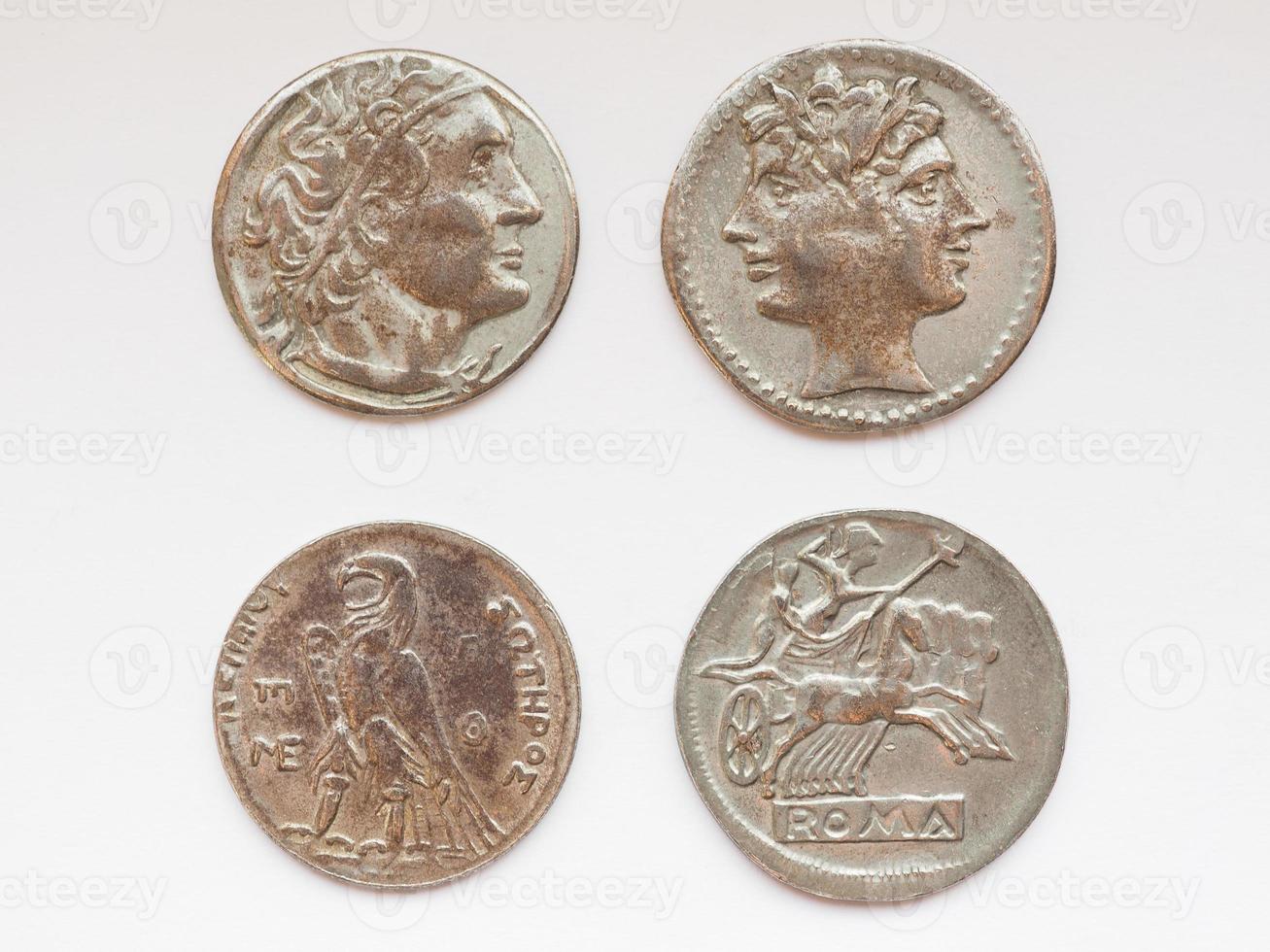 Ancient Roman and Greek coins photo