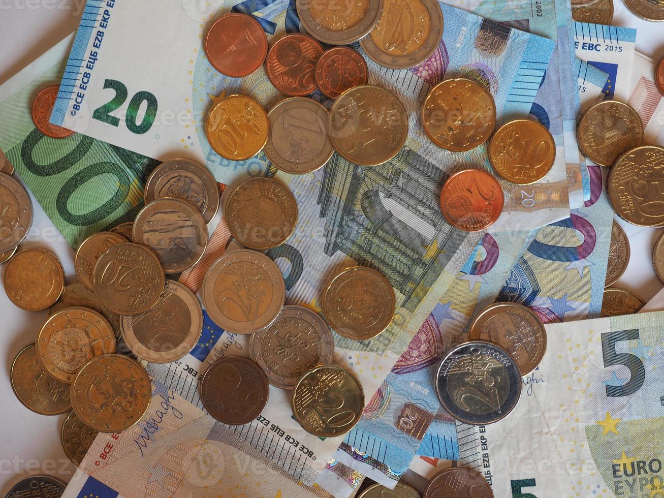 euro eur billetes y monedas, unión europea ue foto