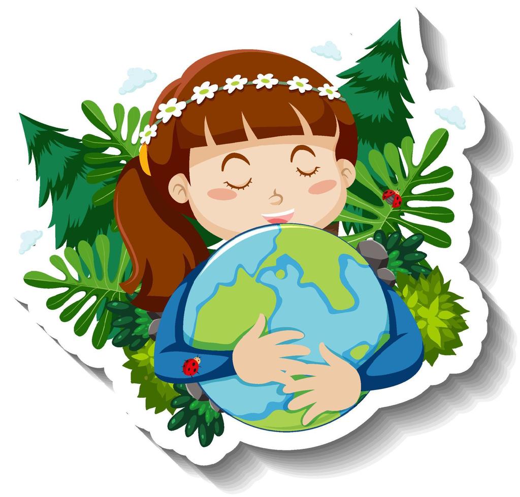 Mother nature hugging earth planet vector