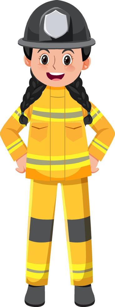 A firefighter cartoon character on white background vector