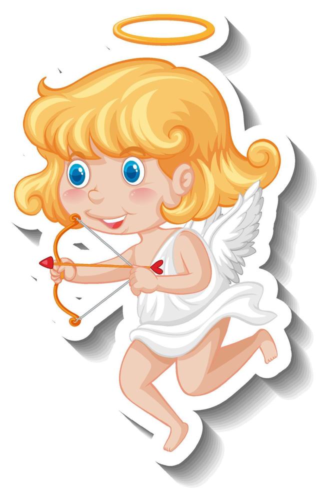 Cupid girl holding bow and arrow vector